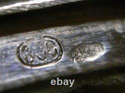 Ancien Face A Main Argent Massif Nécessaire Miroir Poudrier Étui Rouge A Levre