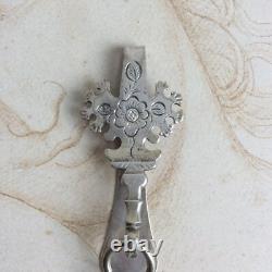 Ancien Grand Crochet de CHATELAINE Argent Massif XIXè Poinçon Minerve