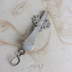 Ancien Grand Crochet de CHATELAINE Argent Massif XIXè Poinçon Minerve