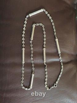 Ancien Gros Collier 46gr Sautoir Argent Massif Grain Café Chaine Silver Necklace