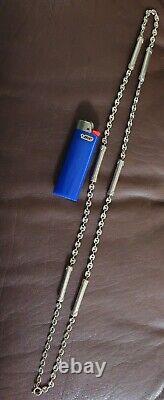 Ancien Gros Collier 46gr Sautoir Argent Massif Grain Café Chaine Silver Necklace