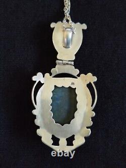 Ancien Gros Pendentif /Ornement De Corsage Articulé /Argent 925 Et Lapis-lazuli