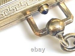Ancien Minaudière Poudrier Argent Massif Saphir Silver powder box ART DECO