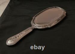 Ancien Miroir A Main Argent Massif 1900