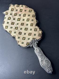 Ancien Miroir Face À Main En Argent Massif minerve art nouveau LOUIS XV