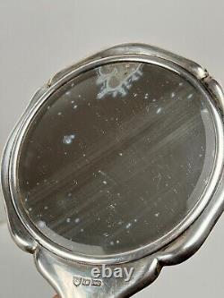 Ancien Miroir Face à Main en Argent Massif Sterling Art Nouveau Jugendstil