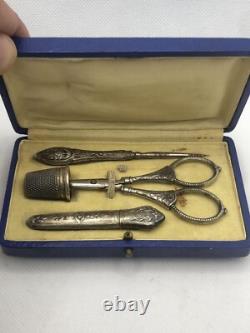 Ancien Necessaire De couture En Argent France 19th Century Vintage