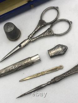 Ancien Necessaire De couture En Argent France 19th Century Vintage
