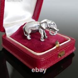 Ancien Pendentif Art Déco Eléphant Miniature Argent Massif 800 Breloque Charm