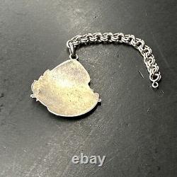 Ancien Pendentif En Argent Massif Insigne patriotique Médaille Canon de 75