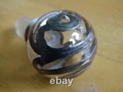 Ancien Petit Flacon Cristal Et Monture Argent Massif Style Art Nouveau