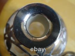 Ancien Petit Flacon Cristal Et Monture Argent Massif Style Art Nouveau