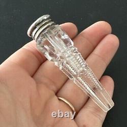 Ancien Petit Flacon à sels cristal taillé XIXème Argent Massif 1930 Art Nouveau