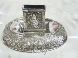 Ancien Porte Allumette Reliquaire Bouddha Shiva Deesse Argent Massif Silver