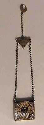 Ancien Porte Prière / Mot Doux Argent Massif Vermeil & Diamant Taille Rose 21,5g