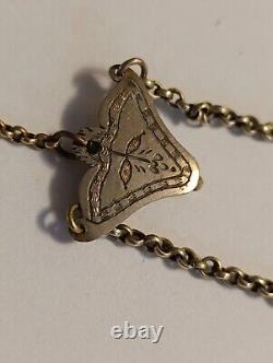 Ancien Porte Prière / Mot Doux Argent Massif Vermeil & Diamant Taille Rose 21,5g