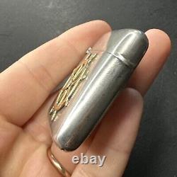 Ancien Pyrogene Box Boite A Allumette Argent Massif Et Or 18k 750 Gouvernail