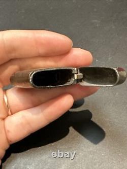 Ancien Pyrogene Box Boite A Alumette Argent Massif Art Nouveau emailler trefles