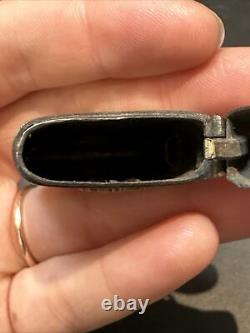 Ancien Pyrogene Box Boite A Alumette Argent Massif Art Nouveau emailler trefles