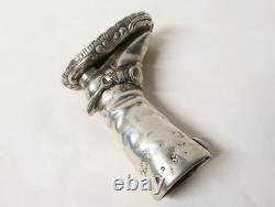 Ancien Pyrogène orfèvrerie en argent anglais en forme de botte sur socle XIX-XXe