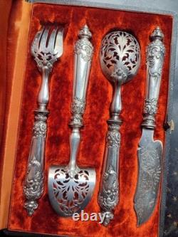 Ancien SERVICE A MIGNARDISES en Argent et Argent fourré déco rocaille et putti