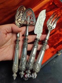 Ancien SERVICE A MIGNARDISES en Argent et Argent fourré déco rocaille et putti
