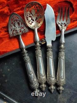 Ancien SERVICE A MIGNARDISES en Argent et Argent fourré déco rocaille et putti