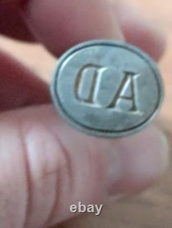 Ancien Sceau en argent massif Poinçon tête de minerve XIXÈME Monogramme AD