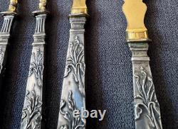 Ancien Service Art Nouveau à découpé, Manche en Argent Massif Poinçon 800