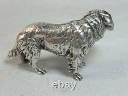 Ancien Statue Chien Chasse Vénerie Sculpture Animaliere Argent Massif Dog Silver