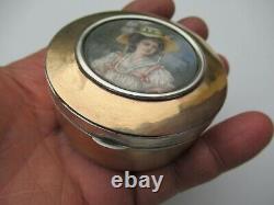 Ancien Tabatiere Argent Massif Miniature Boite Art Populaire Antique Snuff Box