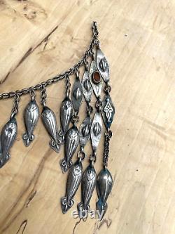 Ancien bijoux collier diadème en argent massif Russe orientale Turkmen ethnique
