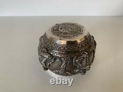 Ancien bol coupe en argent massif T. 90 indian silver bowl antique burmese