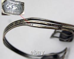 Ancien bracelet ISRAEL en argent massif et turquoise manchette jonc Silver