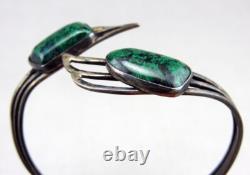 Ancien bracelet ISRAEL en argent massif et turquoise manchette jonc Silver