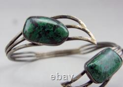 Ancien bracelet ISRAEL en argent massif et turquoise manchette jonc Silver