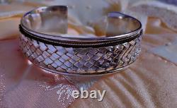 Ancien bracelet argent massif jonc ouvert tressé old french bracelet cuff silver