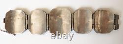 Ancien bracelet argent massif + pierre verte silver bracelet 94gr