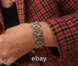 Ancien bracelet aux fleur de lys époque gothique / romantique argent 925