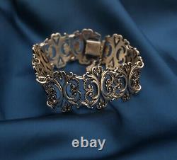 Ancien bracelet aux fleur de lys époque gothique / romantique argent 925