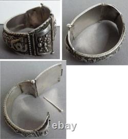 Ancien bracelet en argent massif Maghreb Kabylie colonial 83 g silver bracelet