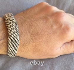Ancien bracelet torque ethnique argent massif torsadé Thaïlande Birmanie 72,85 G