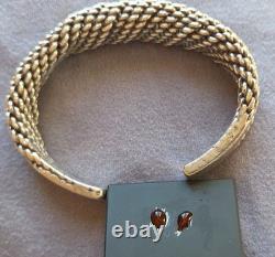 Ancien bracelet torque ethnique argent massif torsadé Thaïlande Birmanie 72,85 G