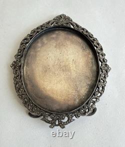 Ancien cadre médaillon porte photo miniature argent massif pierre du Rhin XIXème Ancien cadre médaillon porte photo miniature argent massif pierre du Rhin XIXème