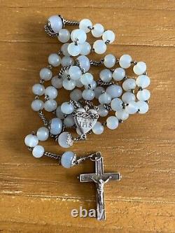 Ancien chapelet reliquaire argent massif IHS rosary reliquary antique silver