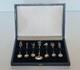 Ancien Coffret 7 Petites Cuill&egrave;res En Argent Massif 833 D&eacute;cor Colonial D&eacute;but Xxe