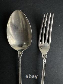 Ancien coffret fourchette cuillère argent massif sterling silver minerve floral