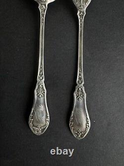 Ancien coffret fourchette cuillère argent massif sterling silver minerve floral