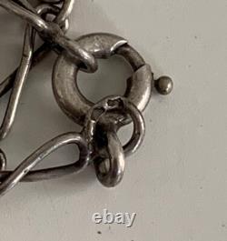 Ancien collier Art Nouveau argent massif verre bijoux Charles Horner