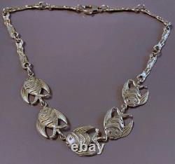 Ancien collier argent massif poissons bijou ancien collier argent minerve bijou